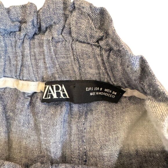 Zara Cute Linen Chambray High-Waisted Shorts Sz S EUC Preppy - Picture 4 of 9